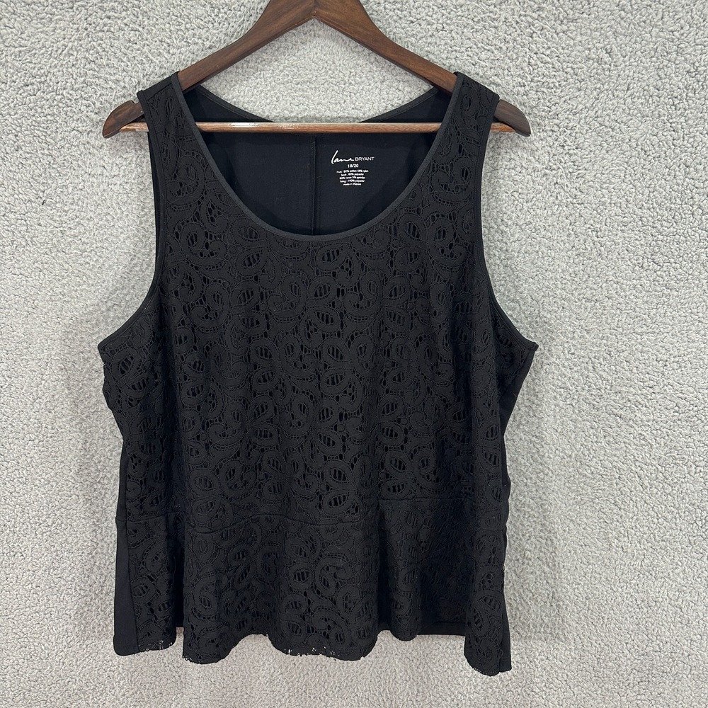 Lane Bryant 18/20 Black Lace Tank Top Plus Size Boho Gothic Romantic Office Chic